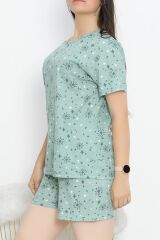 Rotasyon Baskılı Battal Pijama Takımı Suyeşili - 391.1287.