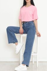 Baskılı Oversize Tişört Pembe - 16502.1567.