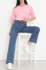 Baskılı Oversize Tişört Pembe - 16502.1567.