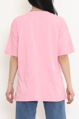 Baskılı Oversize Tişört Pembe - 16502.1567.
