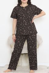Büyük Beden Rotasyon Pijama Takımı Kahvepembe - 400.1287.