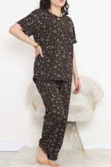 Büyük Beden Rotasyon Pijama Takımı Kahvepembe - 400.1287.