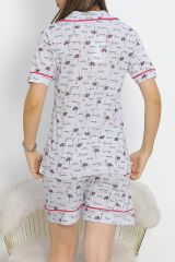 Düğmeli Şortlu Pijama Takımı Grisiyah - 18944.1567.