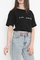 Beli Lastikli Crop Tişört Siyah - 16550.1567.