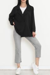 Oversize Düğmeli Ceket Siyah - 951.1247.