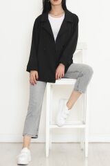 Oversize Düğmeli Ceket Siyah - 951.1247.