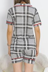 Düğmeli Şortlu Pijama Takımı Kareligri - 18944.1567.