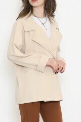 Oversize Düğmeli Ceket Bej - 951.1247.