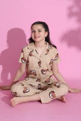 4-13 Yaş Çocuk Pijama Takımı Açıkkahve - 403.1287.