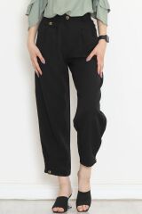 Paça Düğme Detaylı Pantolon Siyah - 20783.683.