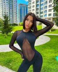 Kadın Sandy Kumaş Transparan Detaylı Maxi Boy Tulum