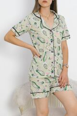 Düğmeli Şortlu Pijama Takımı Mint - 18944.1567.