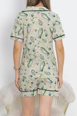 Düğmeli Şortlu Pijama Takımı Mint - 18944.1567.