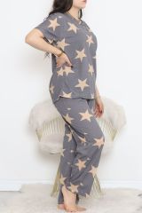 Büyük Beden Rotasyon Pijama Takımı Füme - 400.1287.