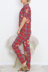 Düğmeli Pijama Takımı Kırmızı - 18948.1567.