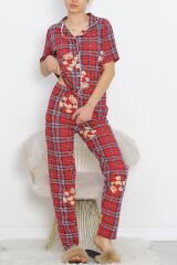 Düğmeli Pijama Takımı Kırmızı - 18948.1567.