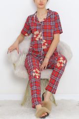 Düğmeli Pijama Takımı Kırmızı - 18948.1567.
