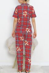 Düğmeli Pijama Takımı Kırmızı - 18948.1567.