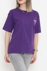 Baskılı Oversize Tişört Mor - 16515.1567.