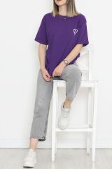 Baskılı Oversize Tişört Mor - 16515.1567.
