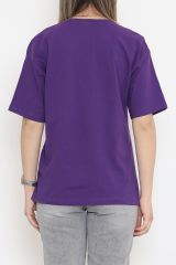 Baskılı Oversize Tişört Mor - 16515.1567.