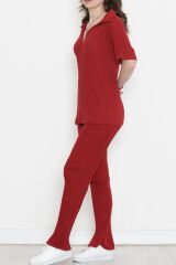 Polo Yaka Fitilli Takım Bordo - 18497.1567.