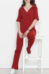 Polo Yaka Fitilli Takım Bordo - 18497.1567.