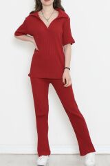 Polo Yaka Fitilli Takım Bordo - 18497.1567.