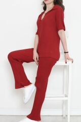 Polo Yaka Fitilli Takım Bordo - 18497.1567.