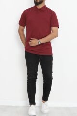 Büyük Beden Polo Yaka Tişört Bordo - 20019.1778.