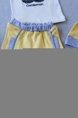 3-6 6-9 9-12 Ay Gentleman Erkek Nakışlı Şapkalı Uzun Kollu Sweat 3lü Erkek Bebek Takımı
