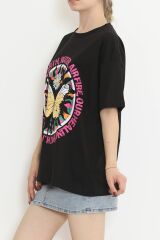Baskılı Oversize Tişört Siyah - 16506.1567.