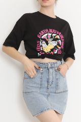Baskılı Oversize Tişört Siyah - 16506.1567.