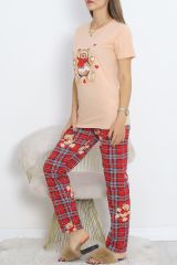 Desenli Pijama Takımı Sütlükahve - 18735.1567.