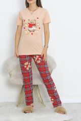 Desenli Pijama Takımı Sütlükahve - 18735.1567.