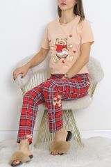 Desenli Pijama Takımı Sütlükahve - 18735.1567.