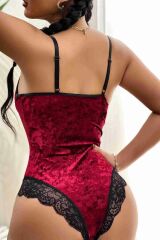 Kadife Bodysuit Gecelik Bordo - 10030.1834.