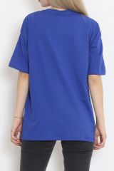 Baskılı Oversize Tişört Saks - 16494.1567.