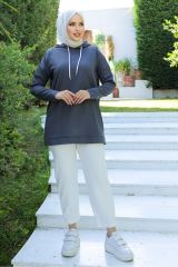 Kapşonlu Tunik Füme - 10035.1778.