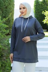 Kapşonlu Tunik Füme - 10035.1778.