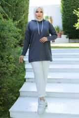 Kapşonlu Tunik Füme - 10035.1778.
