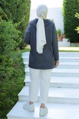 Kapşonlu Tunik Füme - 10035.1778.