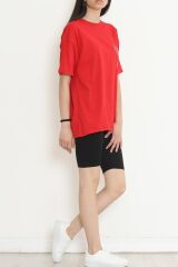 Baskılı Oversize Tişört Kırmızı - 16494.1567.