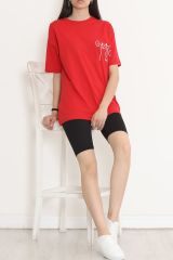 Baskılı Oversize Tişört Kırmızı - 16494.1567.
