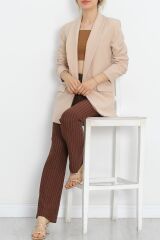 Kol Büzgülü Blazer Ceket Bej - 18927.1247.