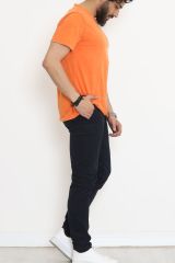 Yıkamalı Sırt Baskılı Tişört Oranj - 16455.1059.