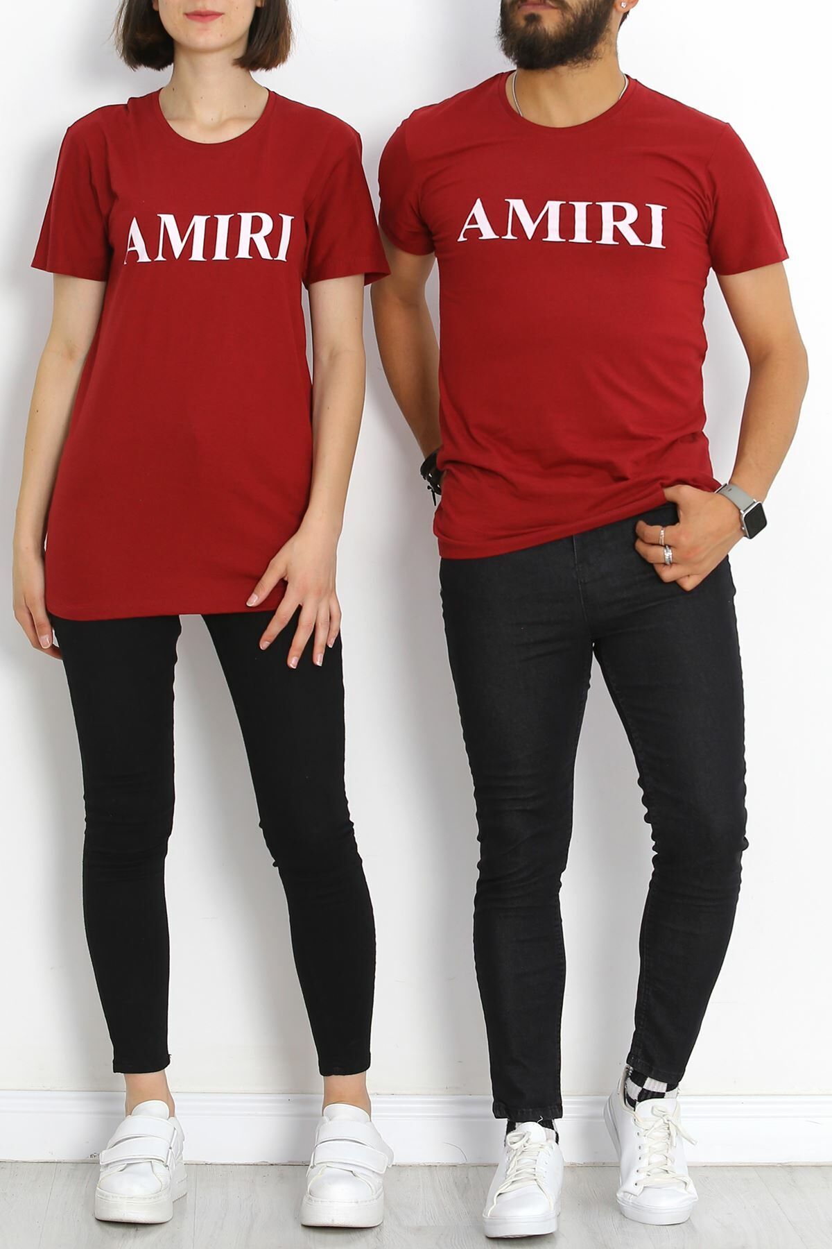 Baskılı Oversize Tişört Bordo - 17375.1778.