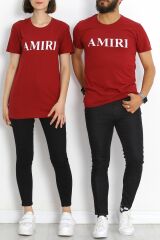 Baskılı Oversize Tişört Bordo - 17375.1778.