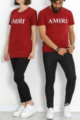 Baskılı Oversize Tişört Bordo - 17375.1778.