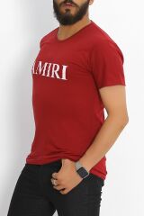 Baskılı Oversize Tişört Bordo - 17375.1778.